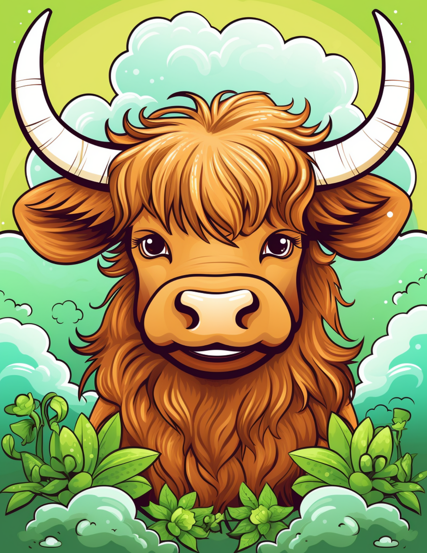 Coloring Book - Adorable Kawaii Cows Coloring Book