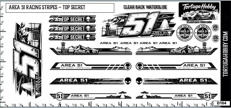 Area 51 Racing Decals - Great for Models, Derby or Other Projects