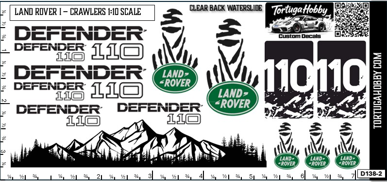 1:10 Scale Land Rover I - Rock Crawler Sponsor Decals - Waterslide Decals