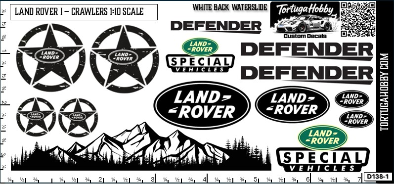 1:10 Scale Land Rover I - Rock Crawler Sponsor Decals - Waterslide Decals