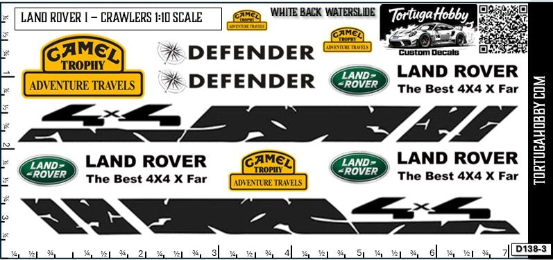 1:10 Scale Land Rover I - Rock Crawler Sponsor Decals - Waterslide Decals