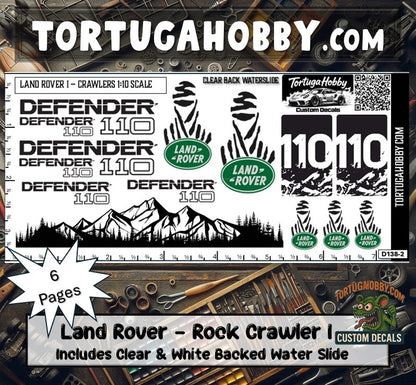 1:10 Scale Land Rover I - Rock Crawler Sponsor Decals - Waterslide Decals