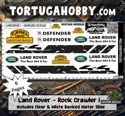 1:10 Scale Land Rover I - Rock Crawler Sponsor Decals - Waterslide Decals