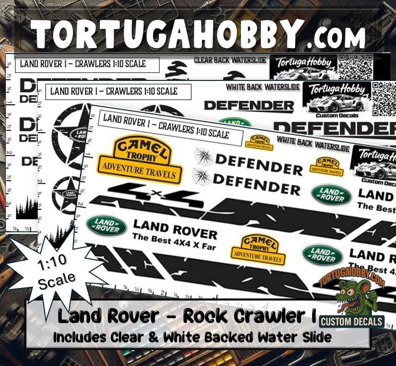 1:10 Scale Land Rover I - Rock Crawler Sponsor Decals - Waterslide Decals