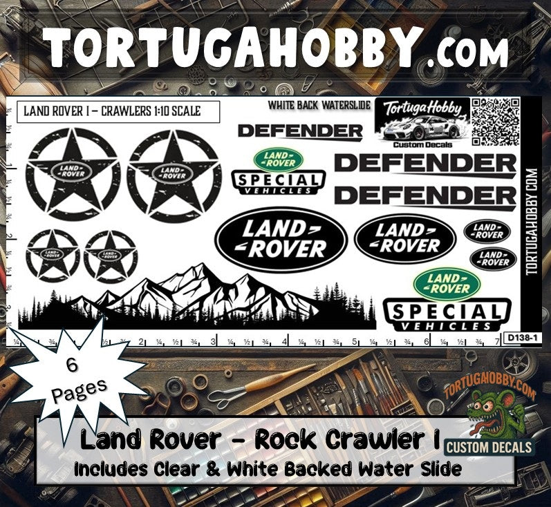 1:10 Scale Land Rover I - Rock Crawler Sponsor Decals - Waterslide Decals