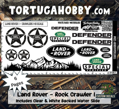 1:10 Scale Land Rover I - Rock Crawler Sponsor Decals - Waterslide Decals