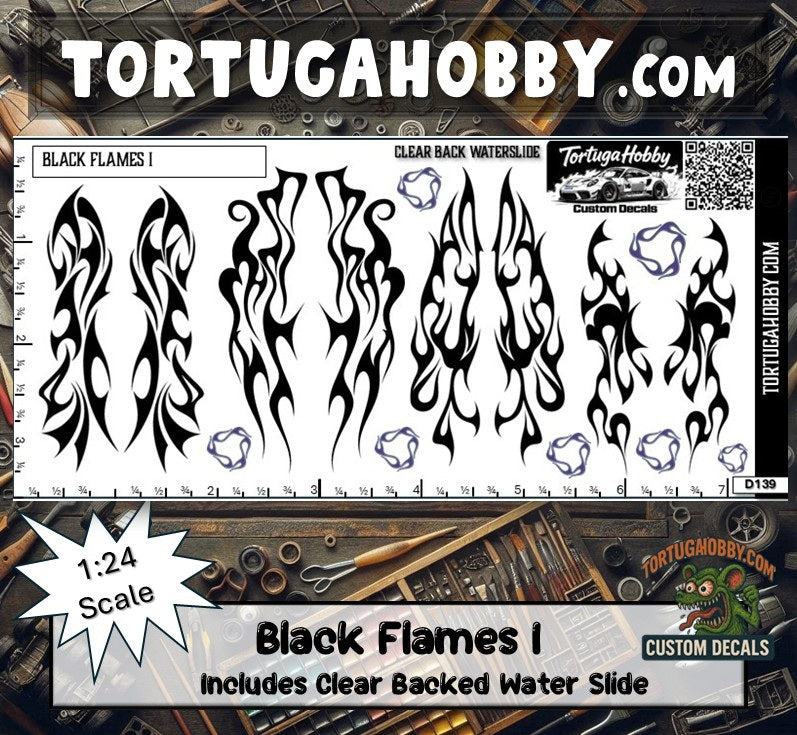 Black Flames I - Waterslide Decals for Your favorite Hobby, Models Derby