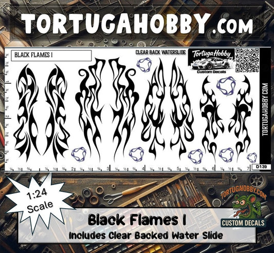 Black Flames I - Waterslide Decals for Your favorite Hobby, Models Derby