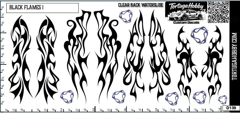Black Flames I - Waterslide Decals for Your favorite Hobby, Models Derby