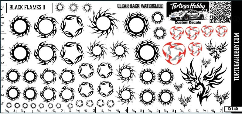 Black Flames II - Waterslide Decals for Your favorite Hobby, Models Derby