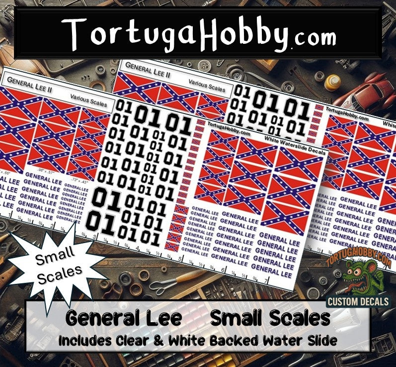General Lee - Dukes of Hazzard - Water Slide Decals - Various Scale