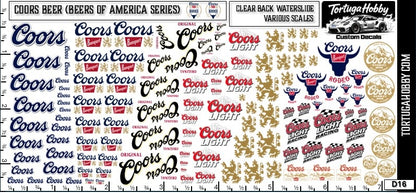 Coors - Water Slide Decals - Scale Models, Dioramas, R/C, Pine or Derby