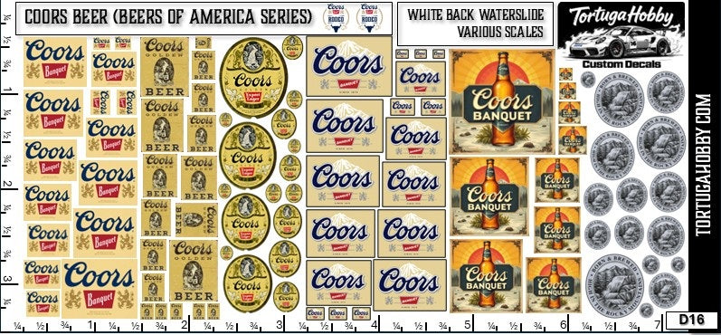 Coors - Water Slide Decals - Scale Models, Dioramas, R/C, Pine or Derby
