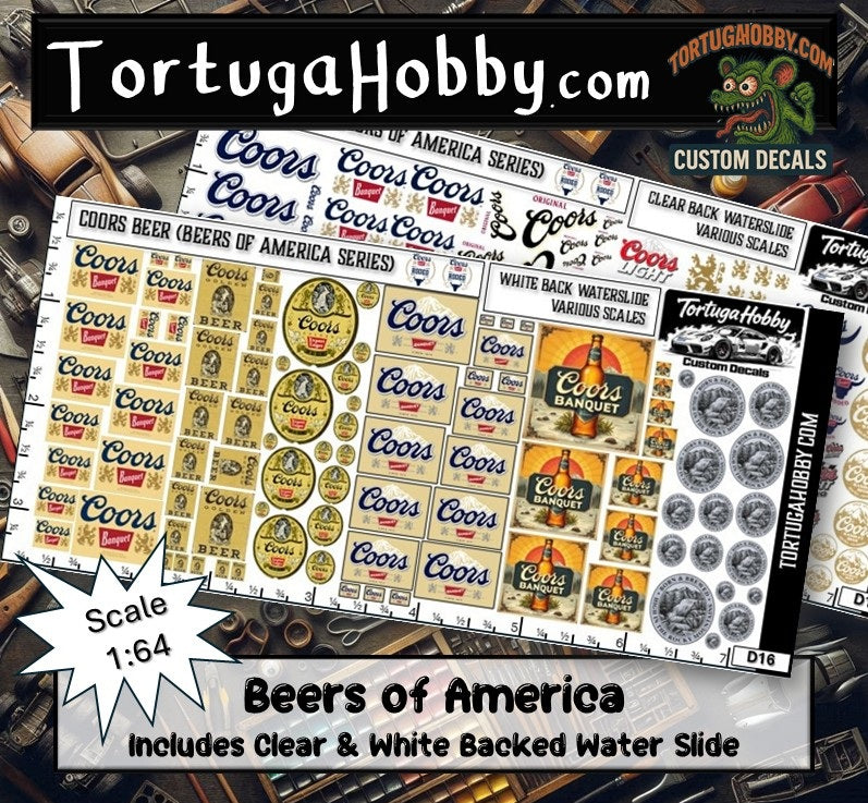 Coors - Water Slide Decals - Scale Models, Dioramas, R/C, Pine or Derby