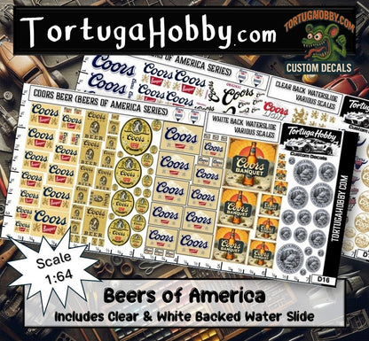 Coors - Water Slide Decals - Scale Models, Dioramas, R/C, Pine or Derby
