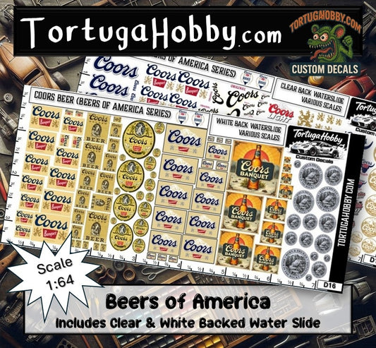 Coors - Water Slide Decals - Scale Models, Dioramas, R/C, Pine or Derby