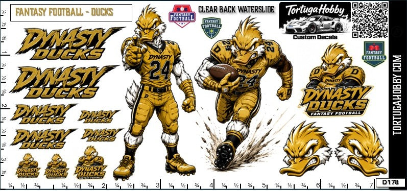 Fantasy Football - Dynasty Ducks - Waterslide Decals for Your favorite Hobby