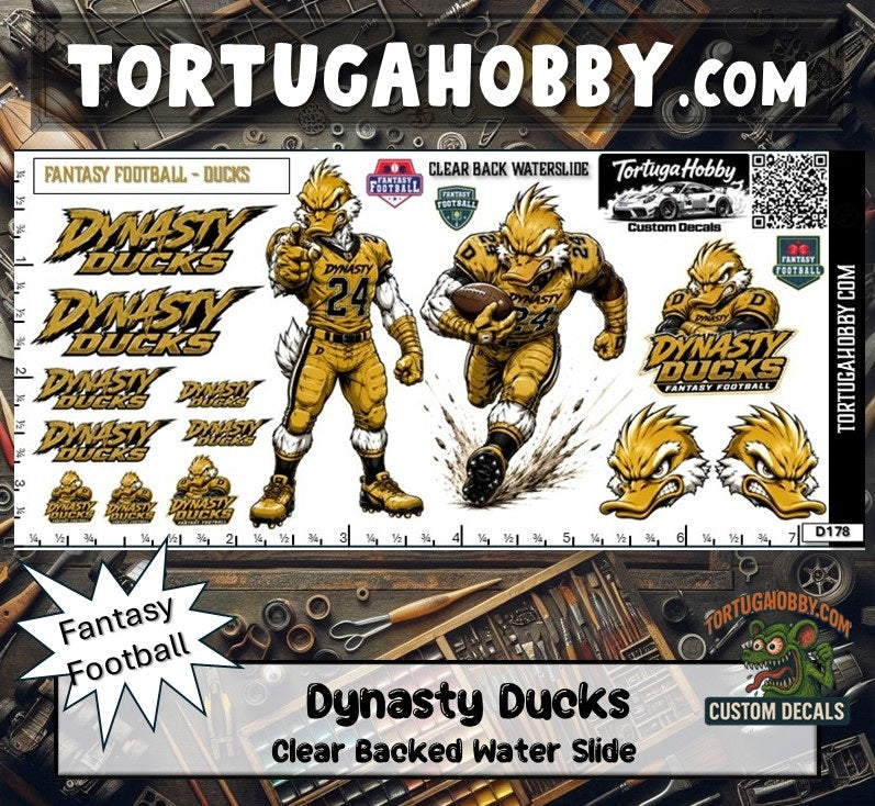 Fantasy Football - Dynasty Ducks - Waterslide Decals for Your favorite Hobby