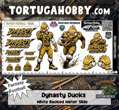 Fantasy Football - Dynasty Ducks - Waterslide Decals for Your favorite Hobby