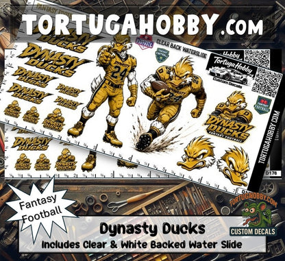 Fantasy Football - Dynasty Ducks - Waterslide Decals for Your favorite Hobby