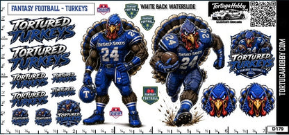 Fantasy Football - Tortured Turkeys - Waterslide Decals for Your favorite Hobby