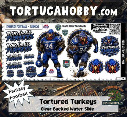 Fantasy Football - Tortured Turkeys - Waterslide Decals for Your favorite Hobby