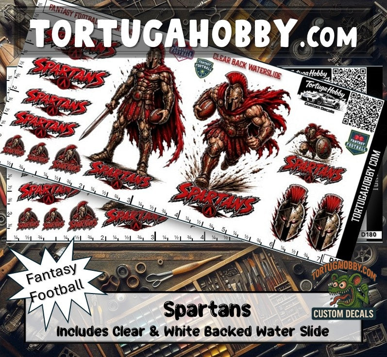 Fantasy Football - Spartans - Waterslide Decals for Your favorite Hobby