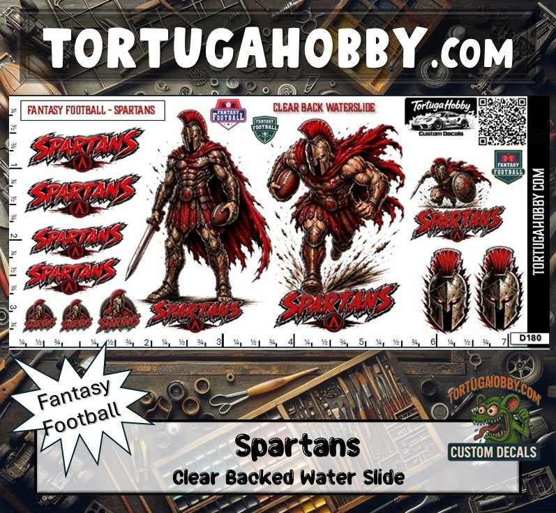 Fantasy Football - Spartans - Waterslide Decals for Your favorite Hobby