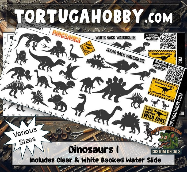 Dinosaur Decals - Models Cars & Derby, Craft Waterslide