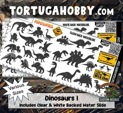 Dinosaur Decals - Models Cars & Derby, Craft Waterslide