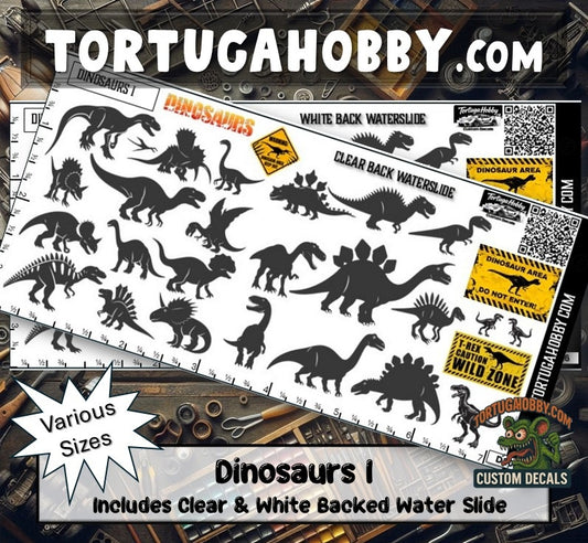 Dinosaur Decals - Models Cars & Derby, Craft Waterslide