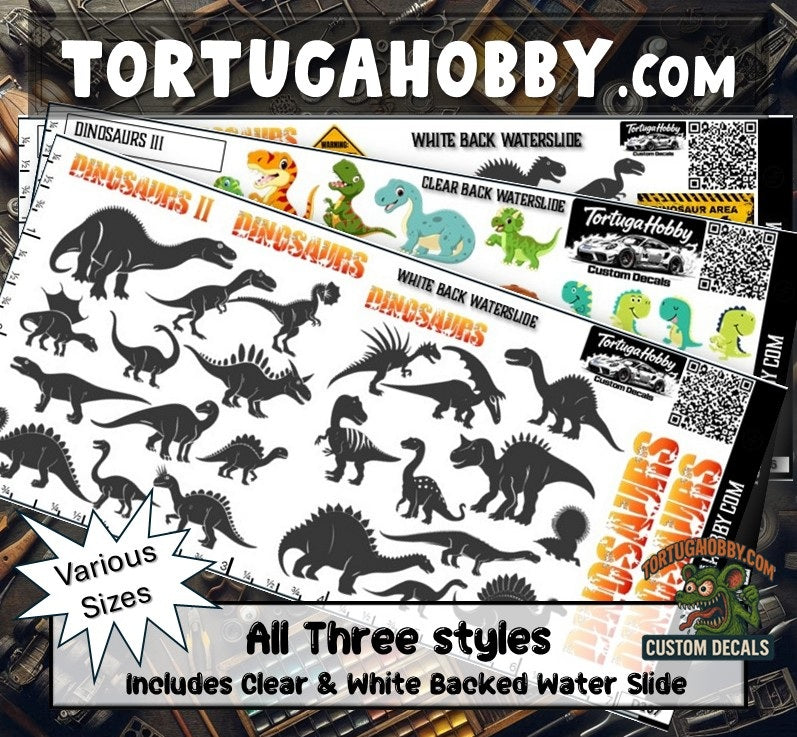 Dinosaur Decals - Models Cars & Derby, Craft Waterslide