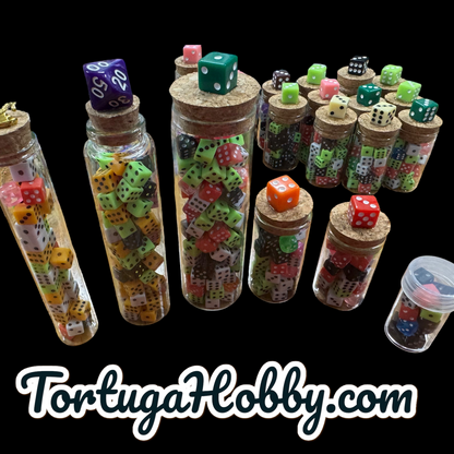 8mm Dice Set/Counters in Glass Containers - Perfect for Unique Game Night - CCG - Roleplay