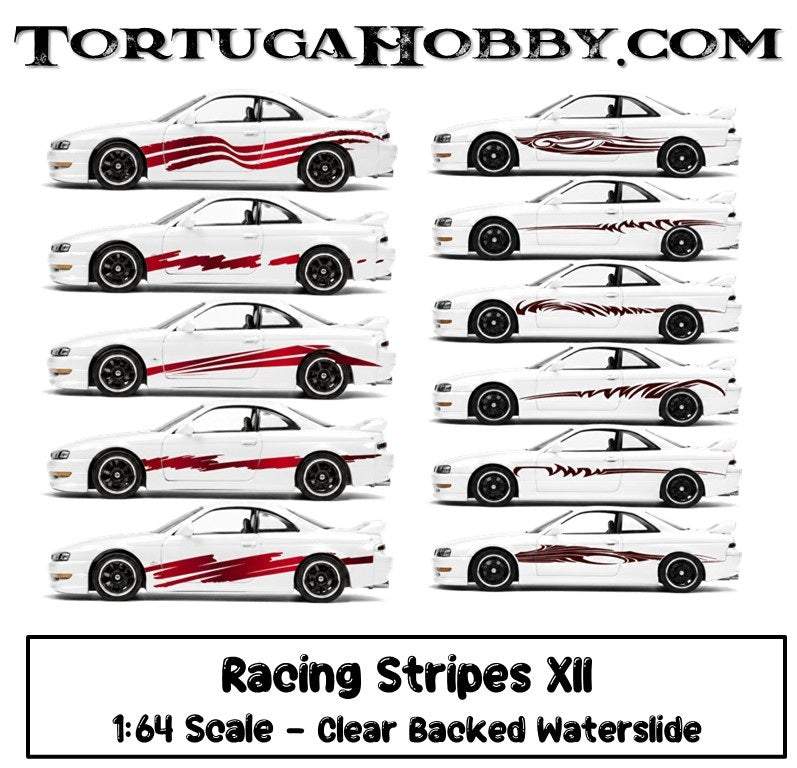 Racing Stripes XII - Clear Waterslide - Various Scale Decals