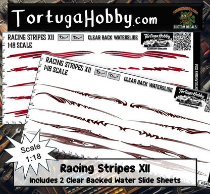 Racing Stripes XII - Clear Waterslide - Various Scale Decals