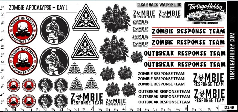 Zombie Apocalypse Waterslide Decals - Models Cars, Dioramas & Derby