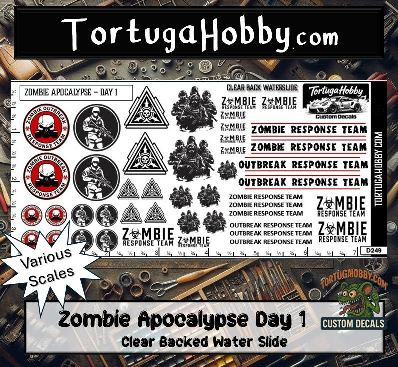 Zombie Apocalypse Waterslide Decals - Models Cars, Dioramas & Derby