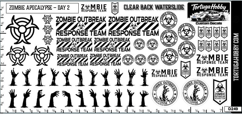 Zombie Apocalypse Waterslide Decals - Models Cars, Dioramas & Derby