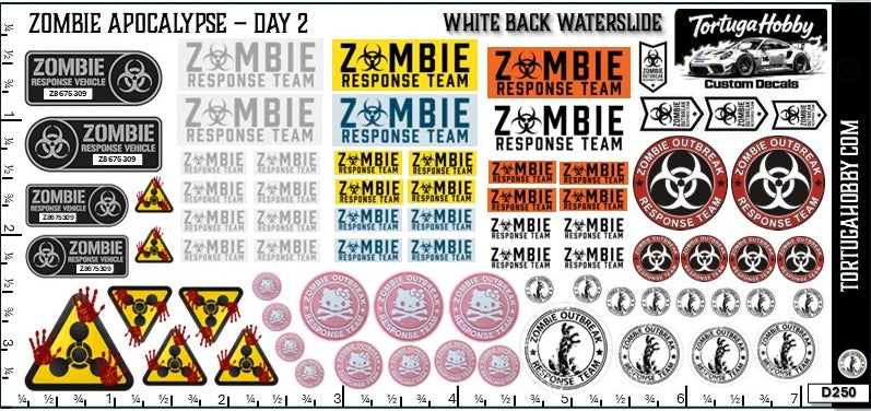 Zombie Apocalypse Waterslide Decals - Models Cars, Dioramas & Derby