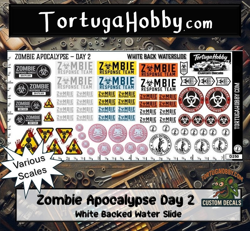 Zombie Apocalypse Waterslide Decals - Models Cars, Dioramas & Derby