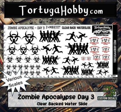 Zombie Apocalypse Waterslide Decals - Models Cars, Dioramas & Derby