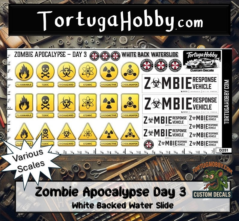 Zombie Apocalypse Waterslide Decals - Models Cars, Dioramas & Derby