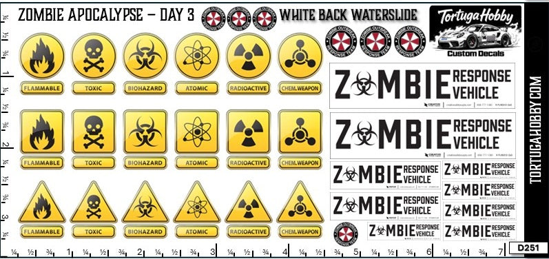 Zombie Apocalypse Waterslide Decals - Models Cars, Dioramas & Derby