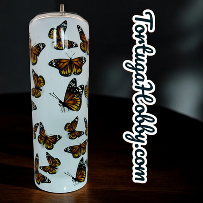Tumblers - Monarch Butterflies - Thin Stainless Steel 20oz Tumbler