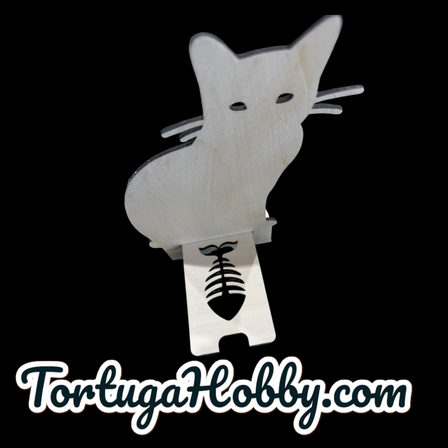 Kitten Wood Phone Stand