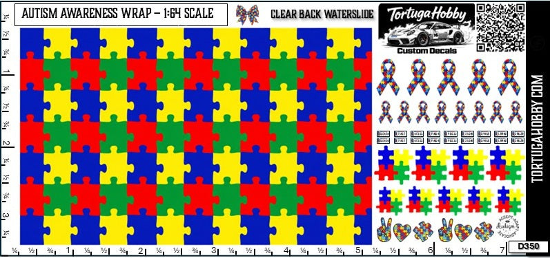 Autism Awareness Car Wrap Decal 1:64 Scale
