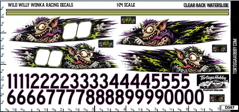 Willy Wonka Racing Decals - Clear and White Waterslide - 1:24 or 1:64 Scale