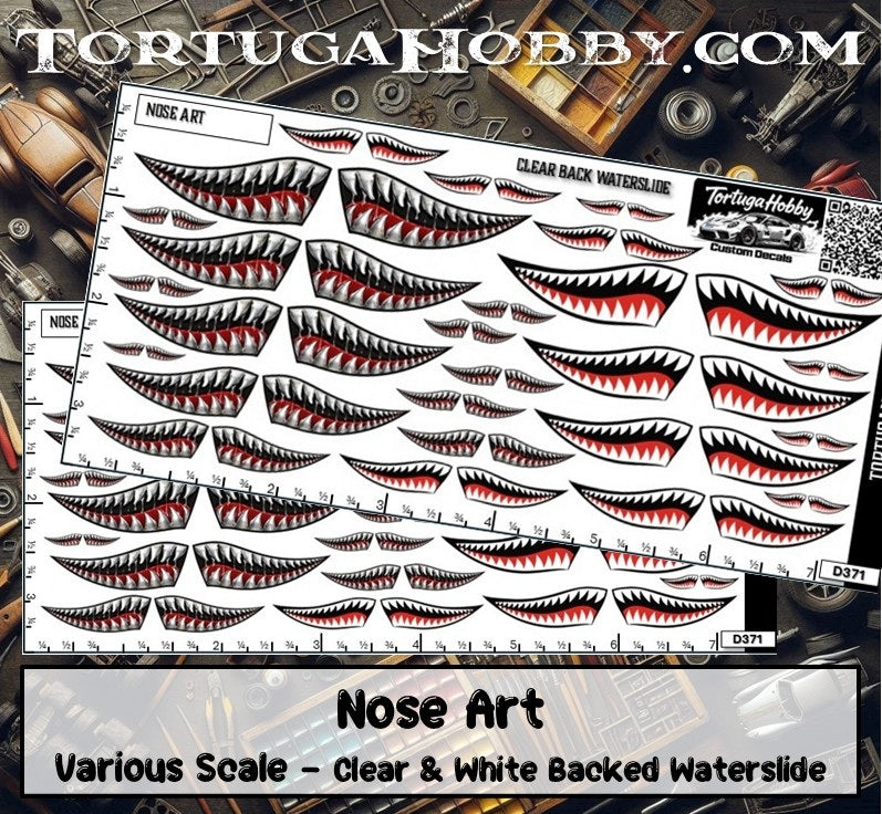 Nose Art - Clear and White Waterslide - 1:24 or 1:64 Scale