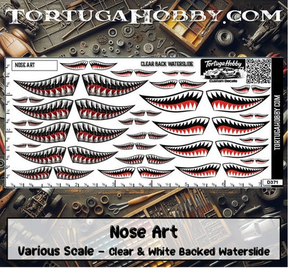 Nose Art - Clear and White Waterslide - 1:24 or 1:64 Scale