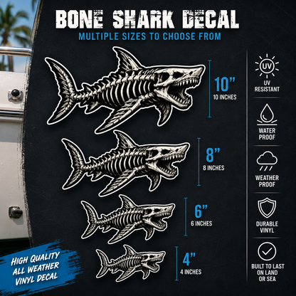 Bone Shark Bumper Sticker Outdoors - Tackle - Laptops - Show Your Salt Lifestyle